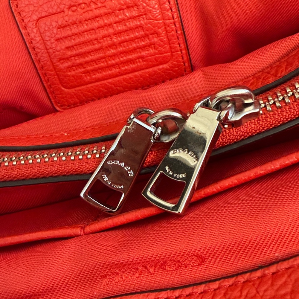 Coach Red Pebbled Leather Satchel with Adjustable Strap - Picture 16 of 16